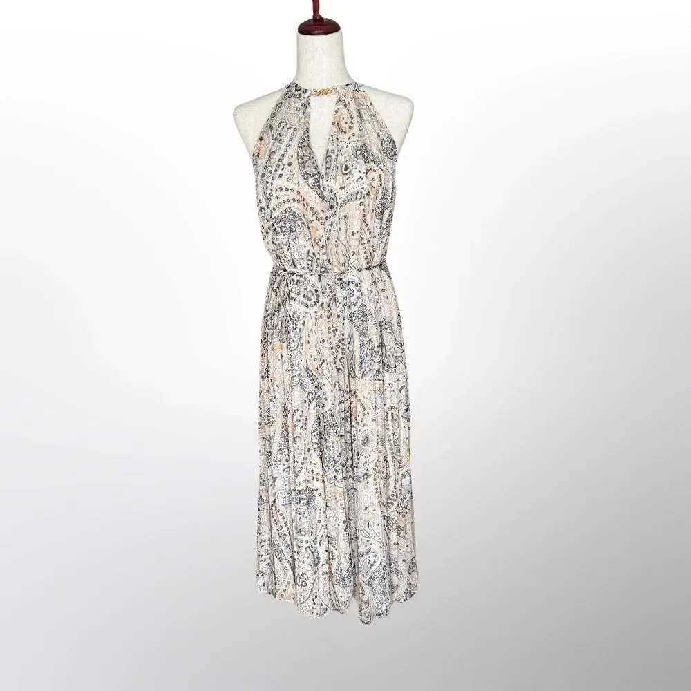 NWT Ann Taylor Halter Top Lined Maxi Pleated Flowing Dress Med - Picture 15 of 16